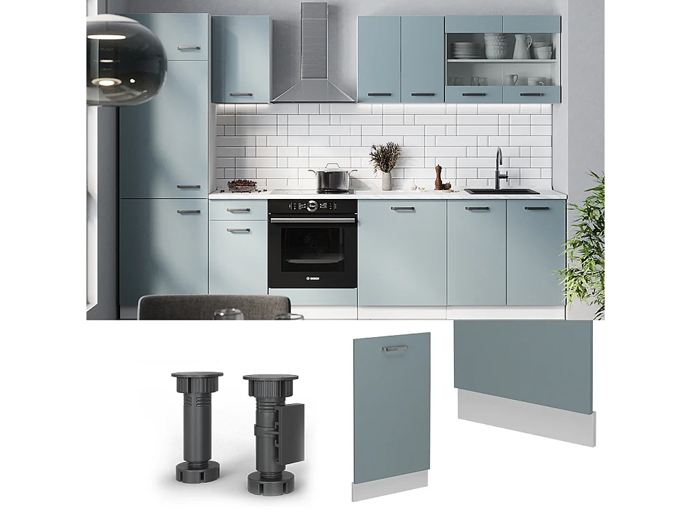 Façade de lave-vaisselle bleu-gris 45x1.6x81.8 r-line