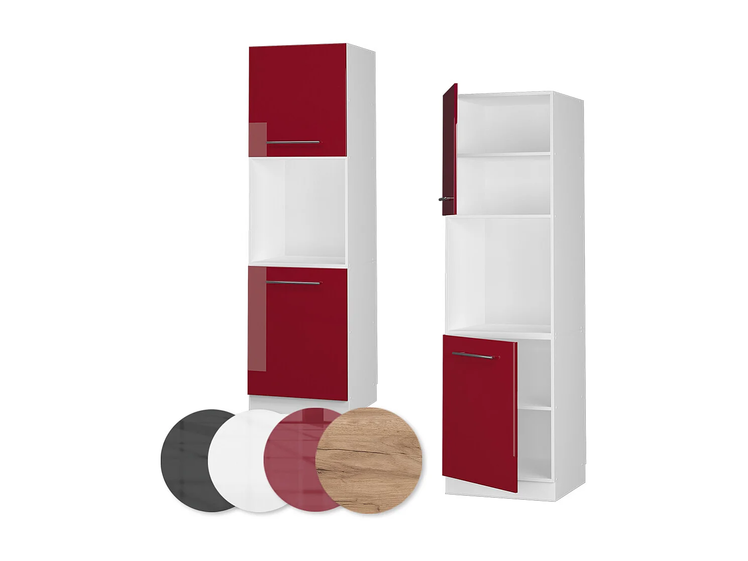 Meuble pour four rouge bordeaux haute brillance 60x58x206.8 fame-line