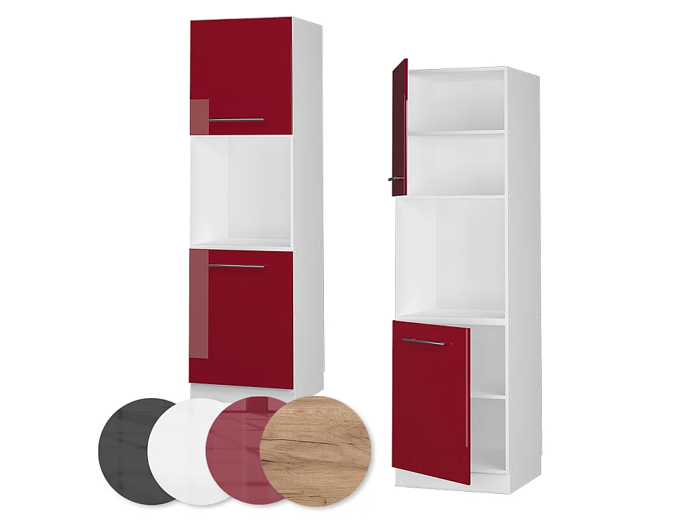 Meuble pour four rouge bordeaux haute brillance 60x58x206.8 fame-line