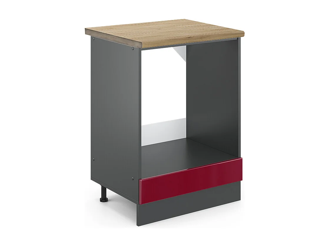 Armario para horno empotrado rojo de alto brillo 60x60x81.6 r-line