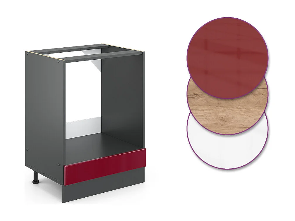 Meuble pour four rouge brillant 60x60x81.6 r-line