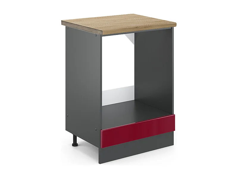 Meuble pour four rouge brillant 60x60x81.6 r-line