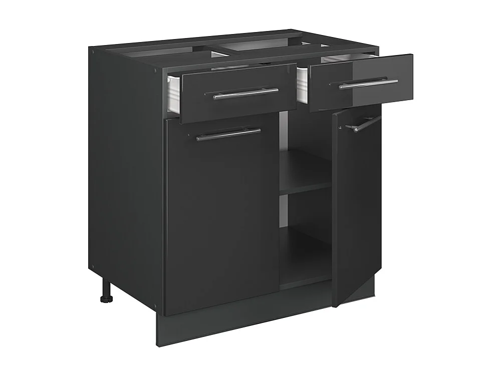 Armário baixo de cozinha antracite alto brilho 80x60x82 fame-line