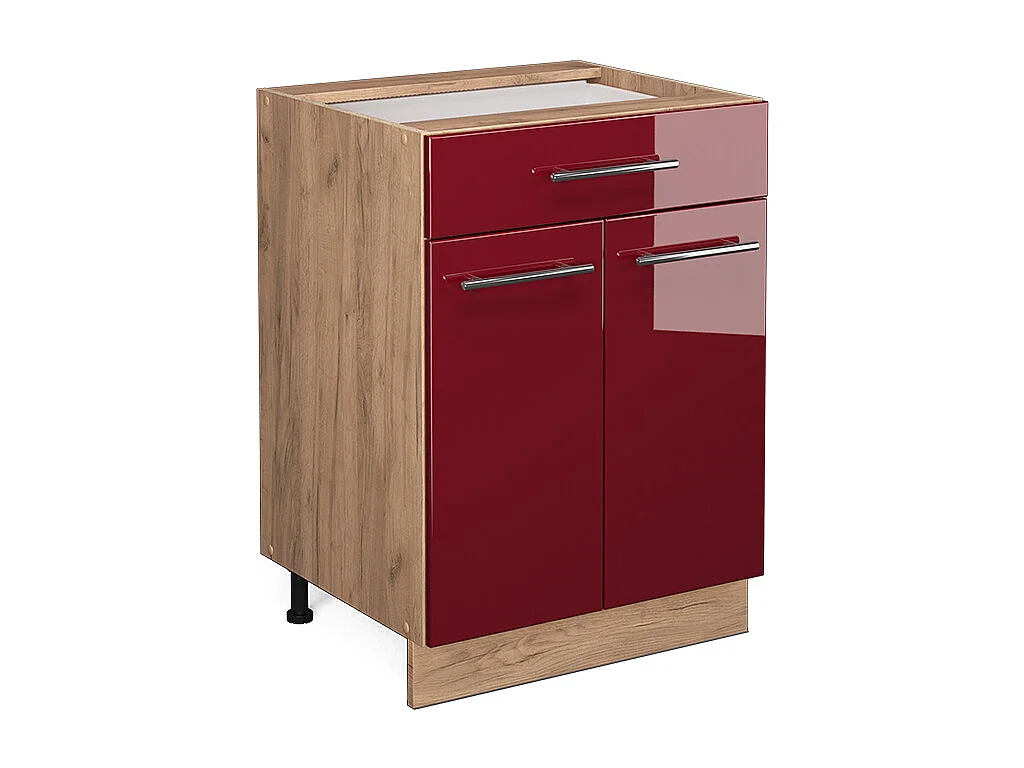 Meuble cuisine rouge bordeaux haute brillance 60x51.6x82 fame-line