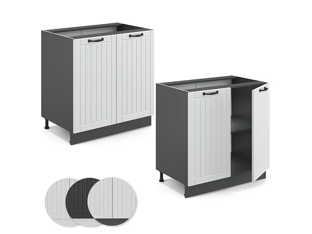 Kitchen base cabinet white country house/anthracite 80x51.6x82 fame-line