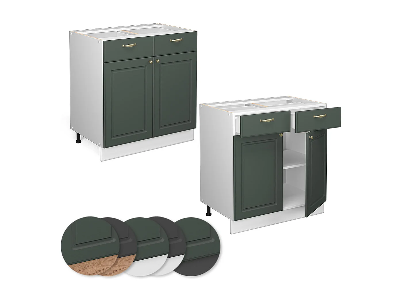 Meuble cuisine vert or campagne 80x51.6x82 fame-line