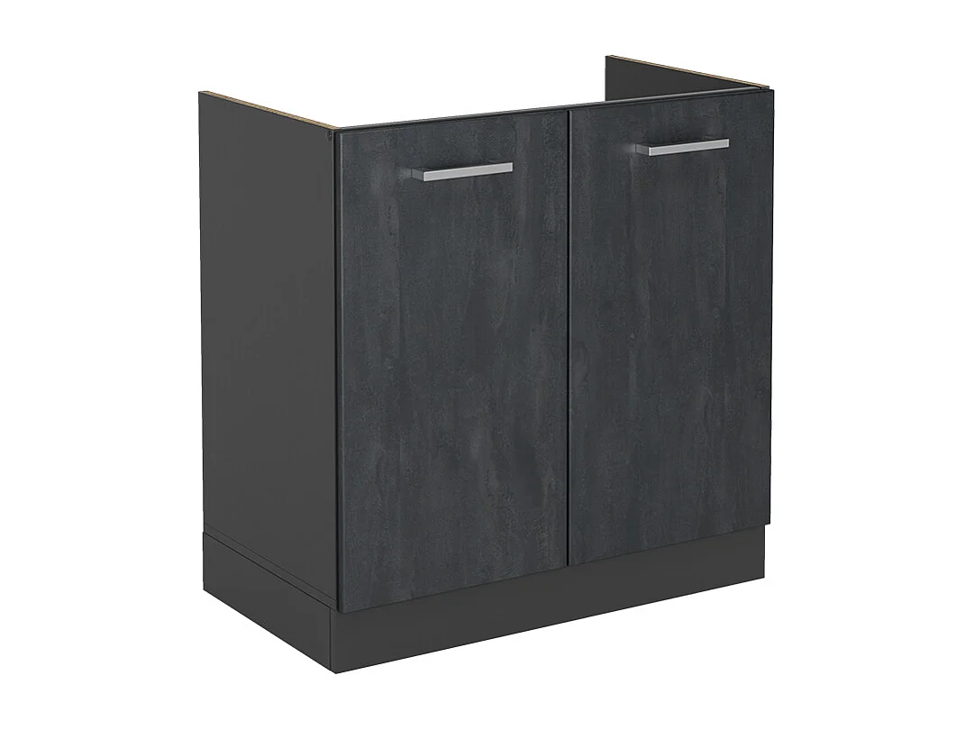 Spülenunterschrank schwarz beton 80x46x81.6 r-line