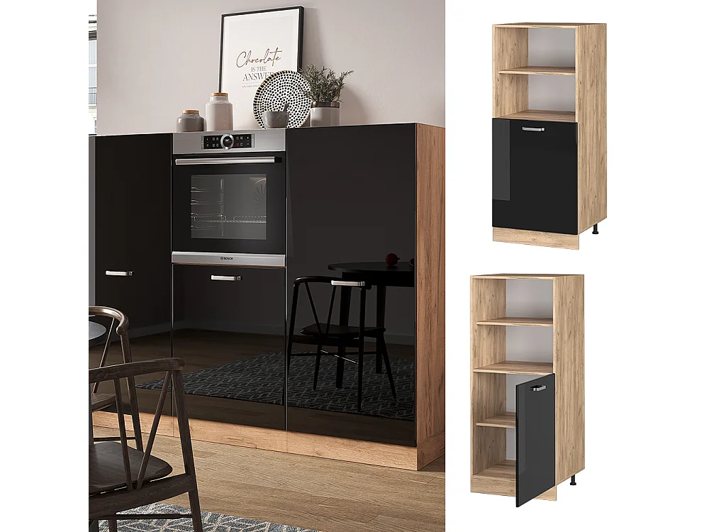 Armario para horno empotrado negro brillo intenso 60x57x143 r-line