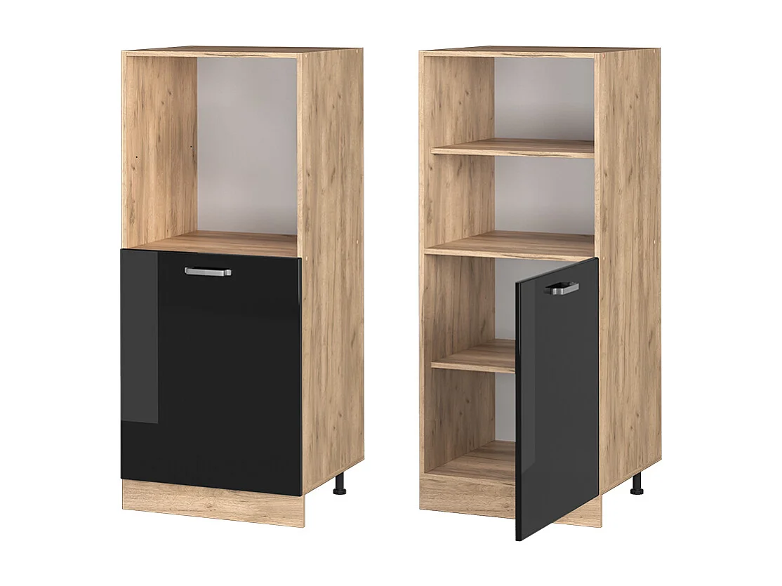 Meuble pour four noir haute brillance 60x57x143 r-line