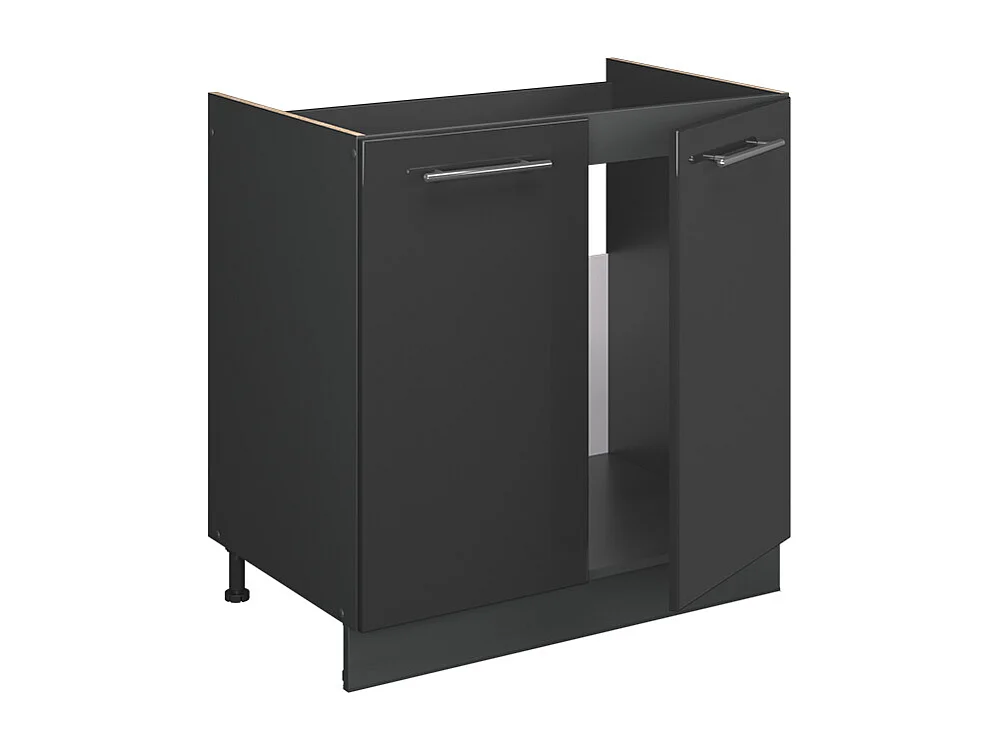 Meuble bas sous-évier anthracite haute brillance 80x60x82 fame-line