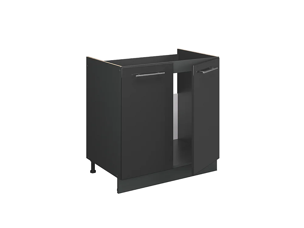 Meuble bas sous-évier anthracite haute brillance 80x60x82 fame-line