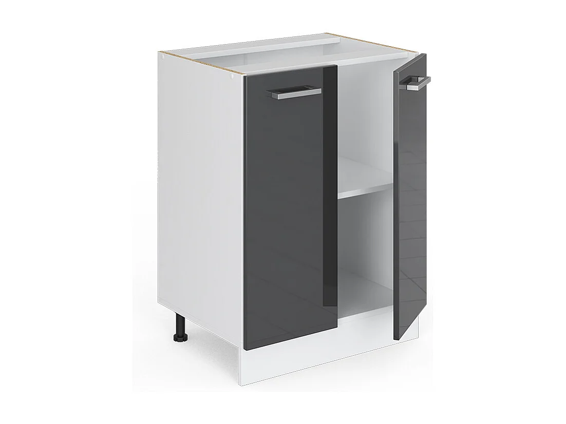 Meuble bas de cuisine anthracite haute brillance 60x46x81.6 r-line