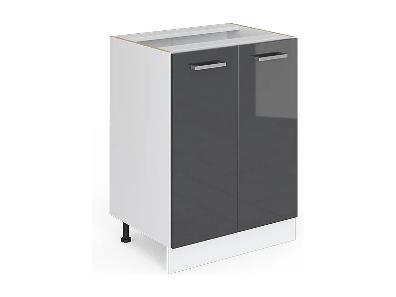 Meuble bas de cuisine anthracite haute brillance 60x46x81.6 r-line