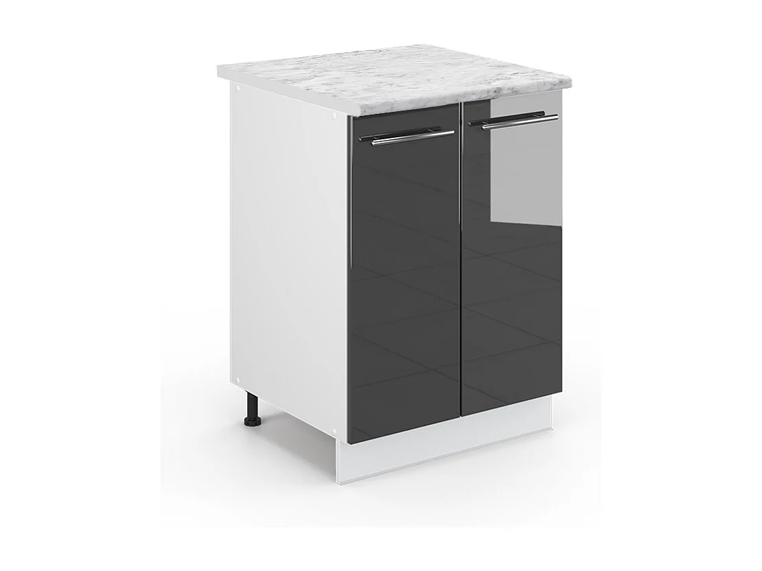 Meuble bas de cuisine anthracite haute brillance 60x60x82 fame-line