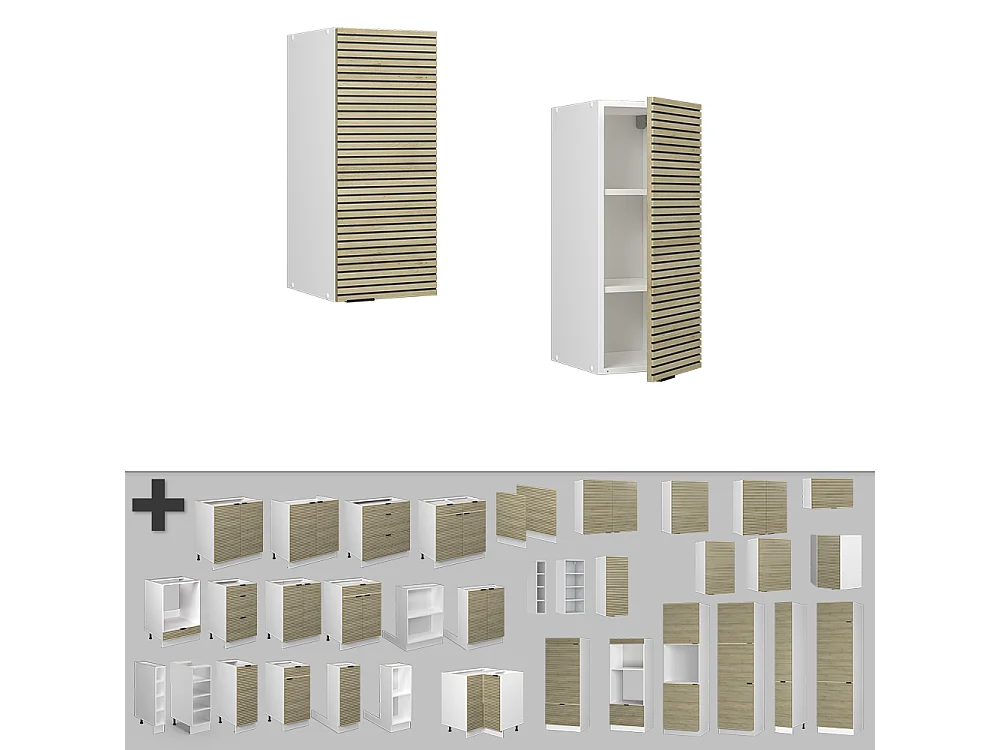 Elément haut de cuisine panneau en chêne 30x34.1x72 fame-line