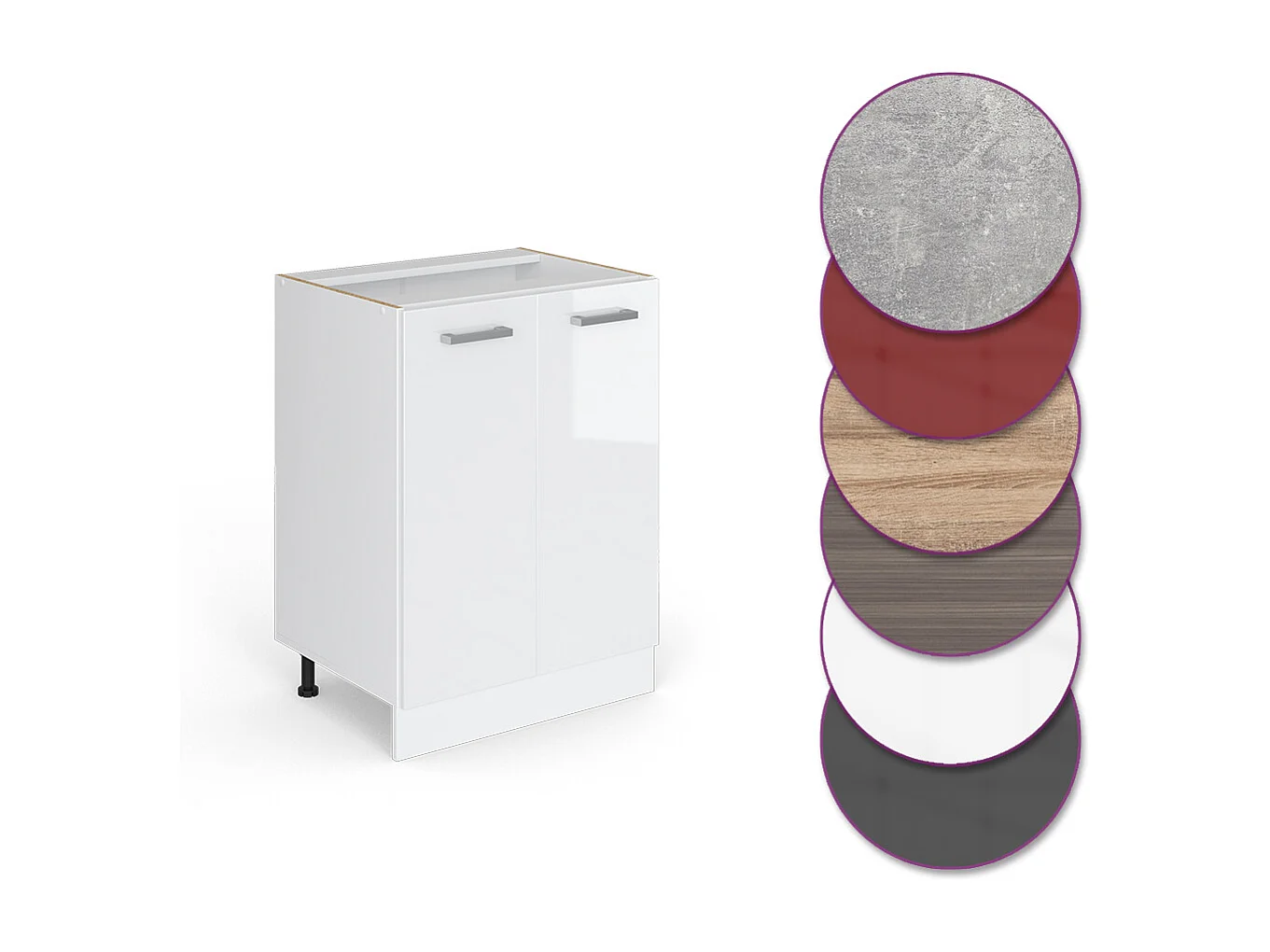 Mueble bajo de cocina blanco alto brillo 60x46x81.6 r-line