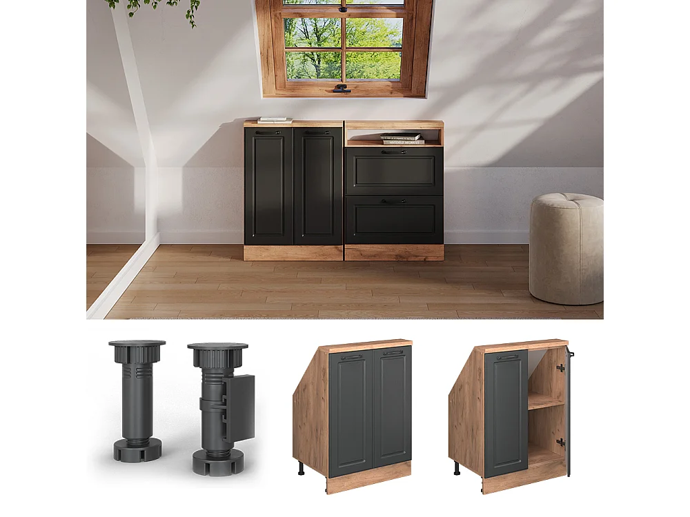 Mobile cucina sottotetto antracite casa di campagna 60x46x81.6 r-line