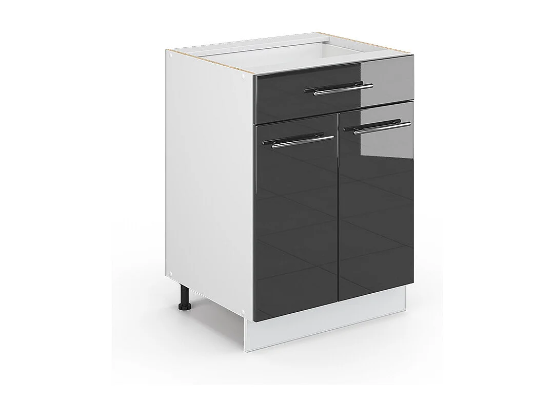 Meuble cuisine anthracite haute brillance 60x51.6x82 fame-line