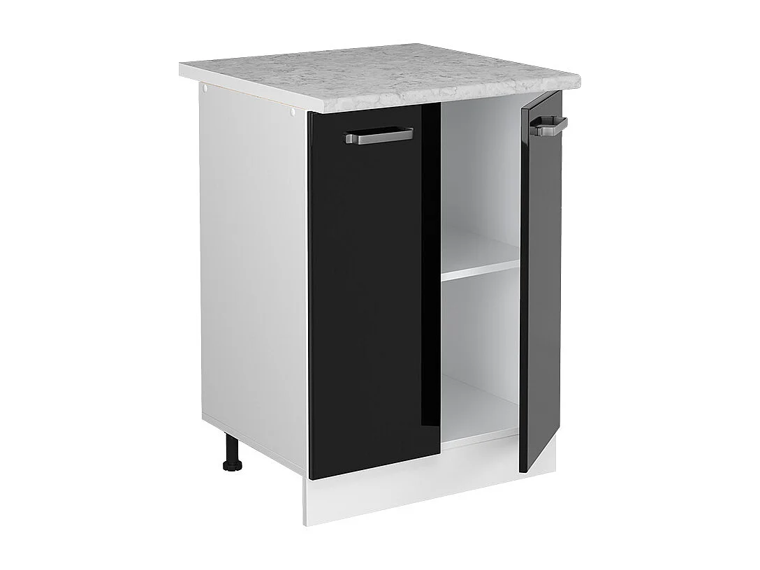 Küchenunterschrank schwarz hochglanz 60x60x81.6 r-line