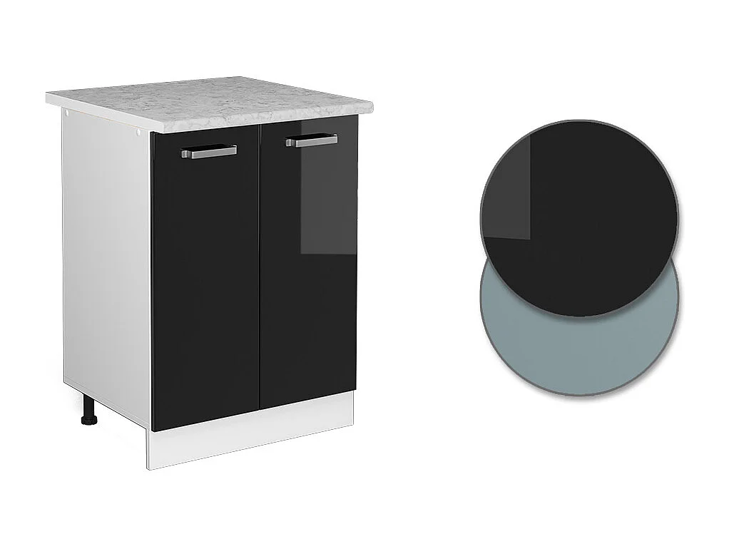 Küchenunterschrank schwarz hochglanz 60x60x81.6 r-line