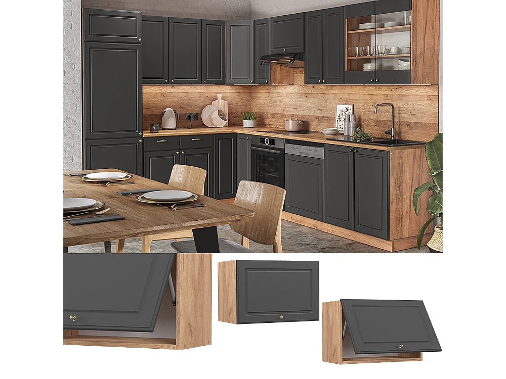 Elément haut de cuisine anthracite-or 60x34.1x40 fame-line