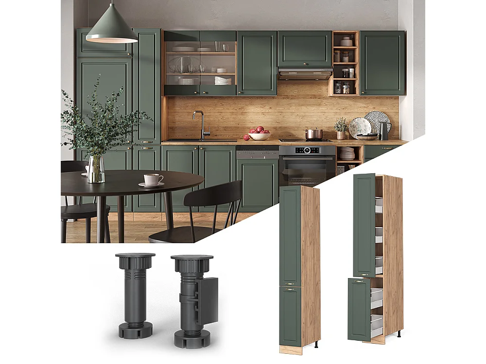 Meuble haute de cuisine vert or campagne 30x58x206.8 fame-line