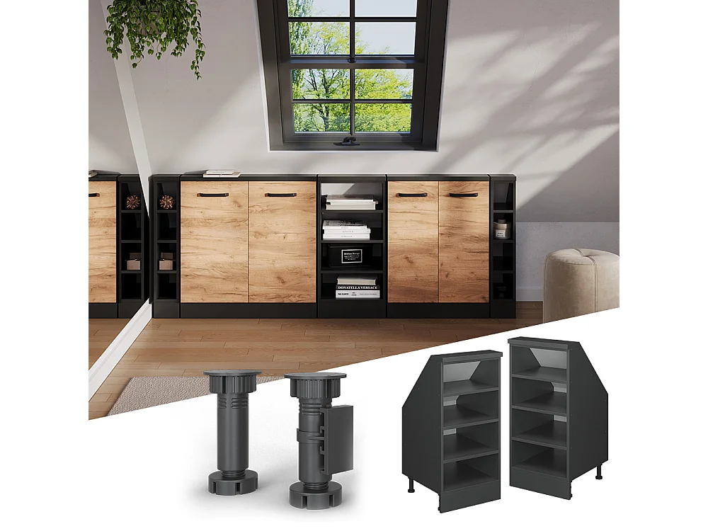 Armario de cocina para techo inclinado antracita 40x46x81.6 r-line