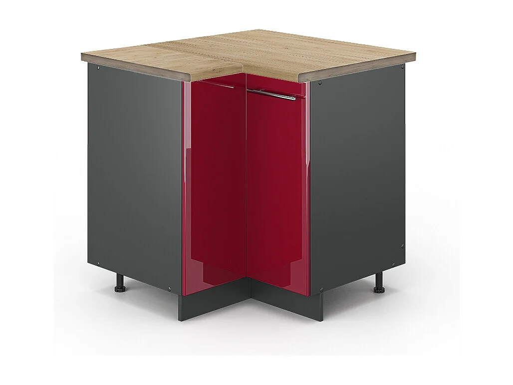 Armario de esquina rojo burdeos alto brillo 80.5x60x82 fame-line