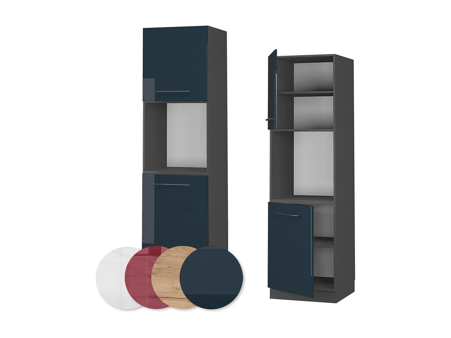 Meuble pour four bleu foncé brillant 60x58x206.8 fame-line