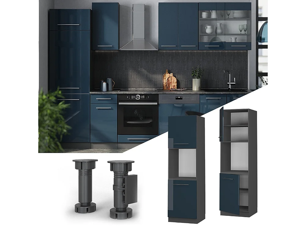 Mobile per forno da incasso blu scuro lucido 60x58x206.8 fame-line