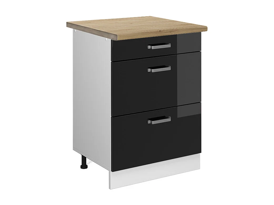 Mobiletto base per cucina nero lucido 60x60x81.6 r-line