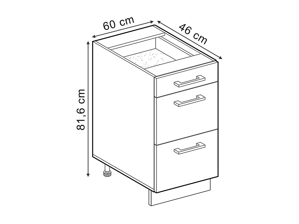Mobiletto base per cucina nero lucido 60x60x81.6 r-line