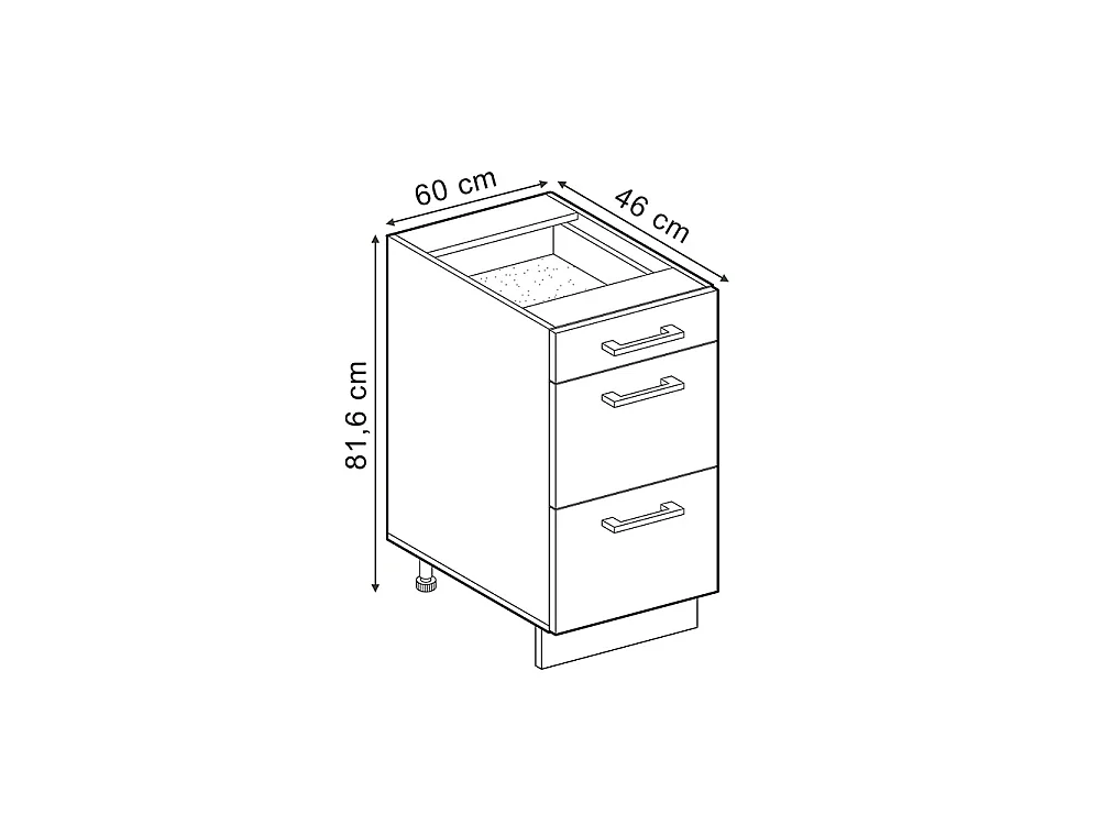 Mueble bajo de cocina negro brillo intenso 60x60x81.6 r-line