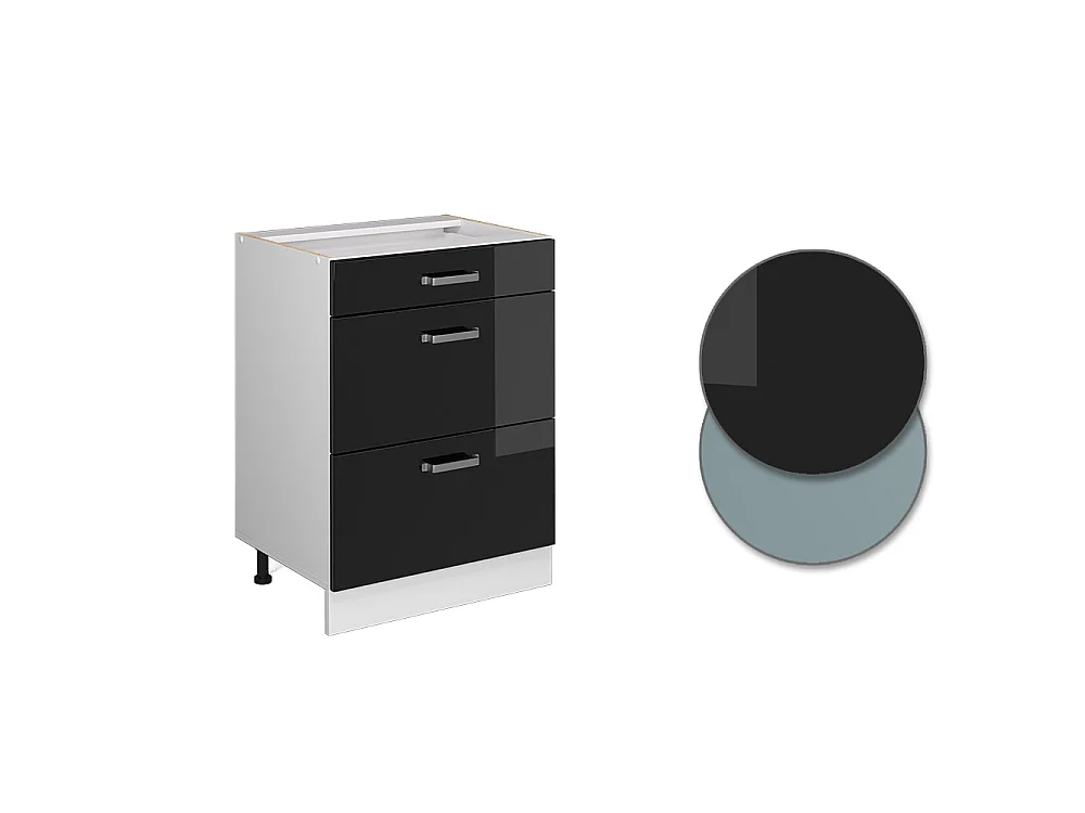 Mueble bajo de cocina negro brillo intenso 60x60x81.6 r-line
