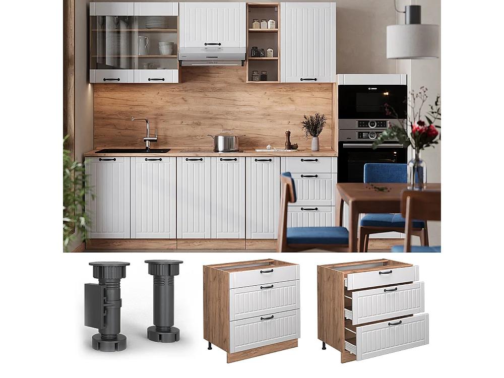 Meuble cuisine blanc campagne 80x51.6x82 fame-line