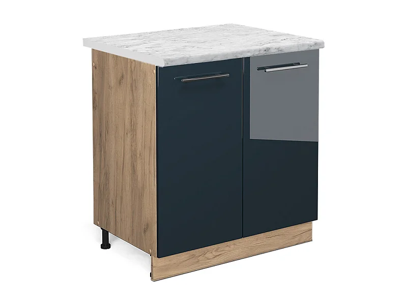 Meuble bas sous-évier bleu foncé brillant 80x60x82 fame-line