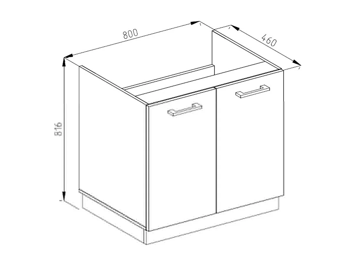 Armario bajo para fregadero blanco 80x60x81.6 r-line