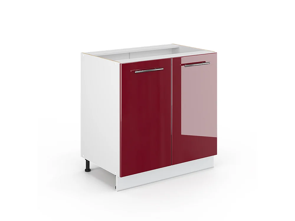 Meuble bas sous-évier rouge bordeaux haute brillance 80x51.6x82 fame-line