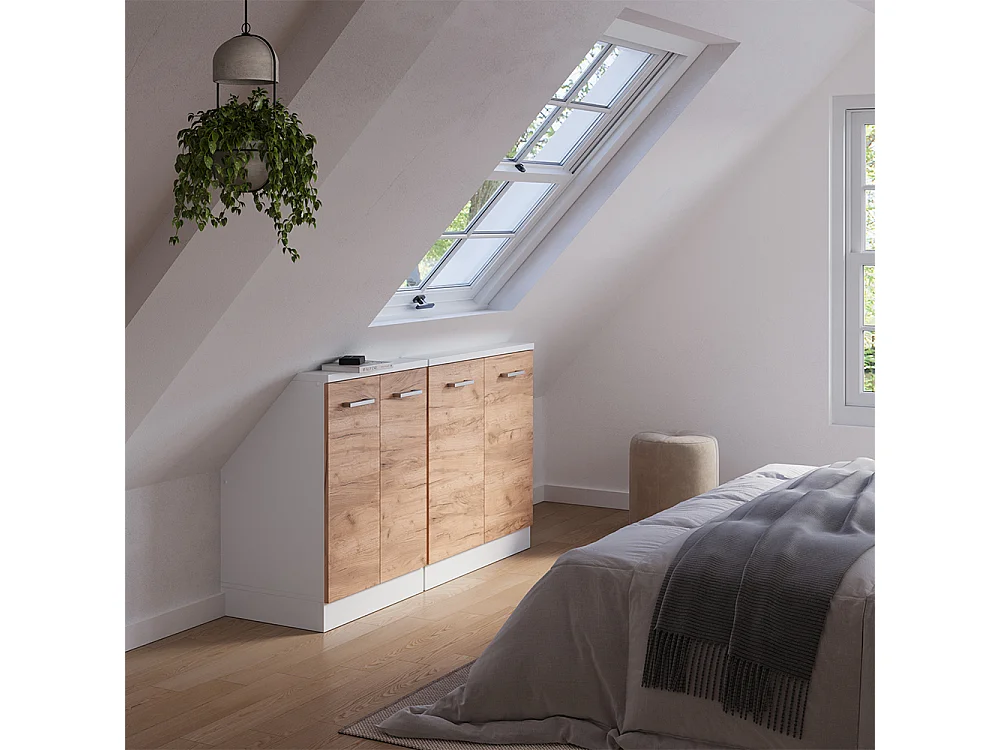 Meuble sous pente chêne de force doré 140x46x81.6 r-line