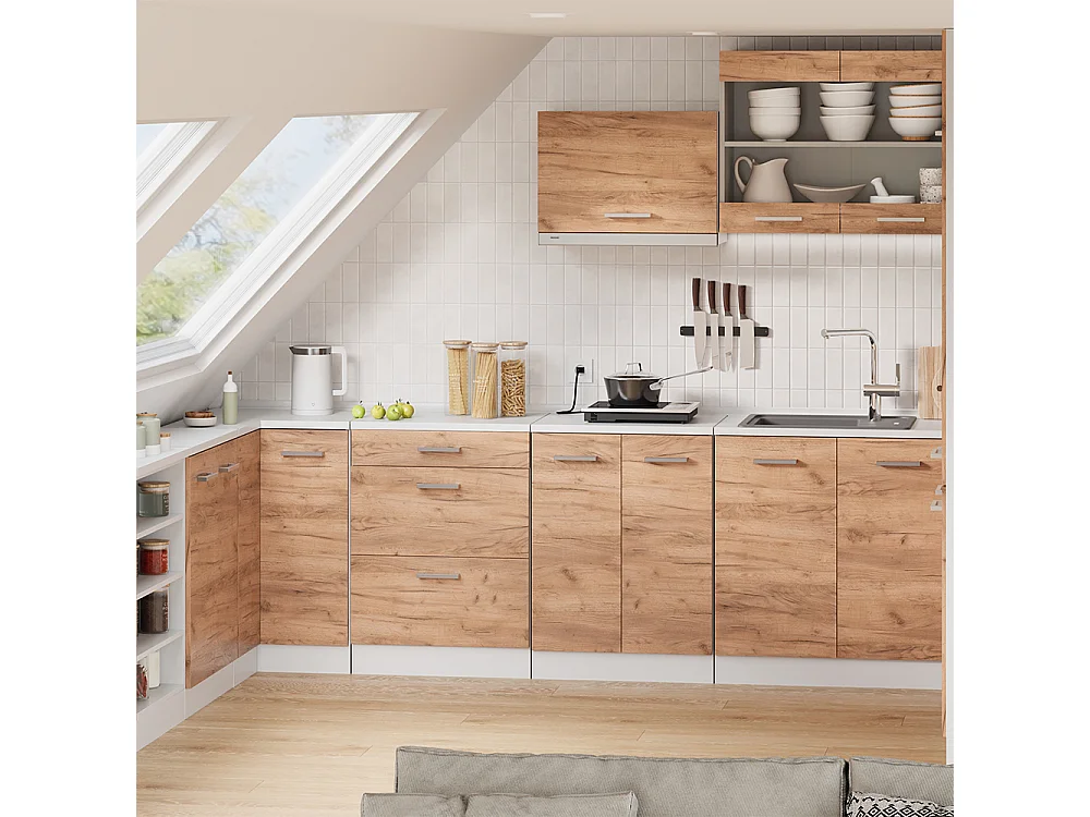 Meuble sous pente chêne de force doré 140x46x81.6 r-line