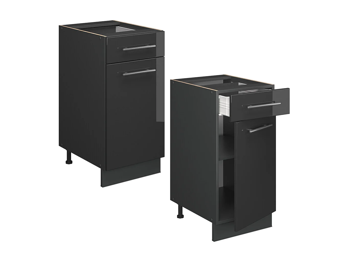 Meuble cuisine anthracite haute brillance 40x60x82 fame-line