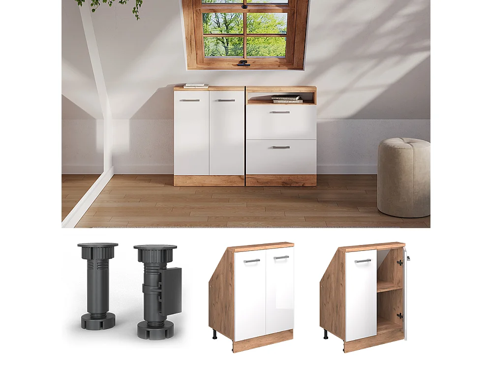 Meuble sous pente blanc haute brillance 60x46x81.6 r-line