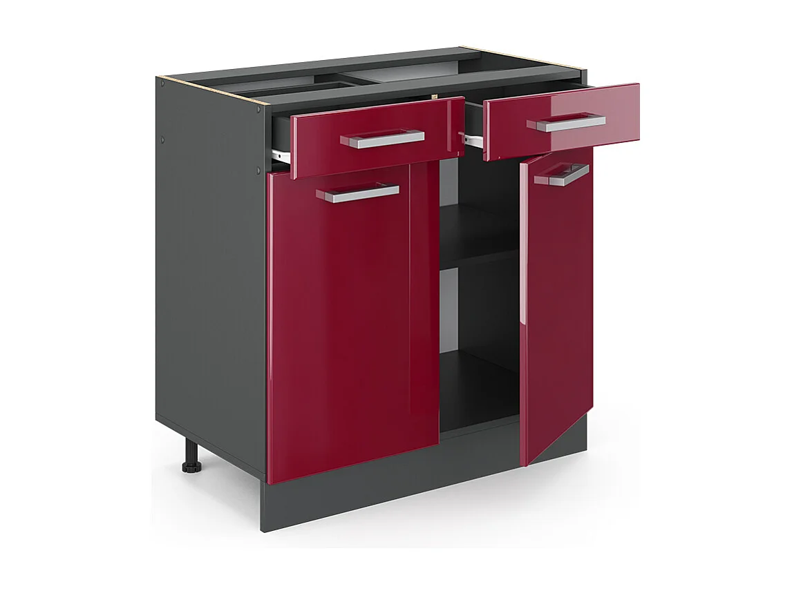 Meuble cuisine rouge brillant 80x46x81.6 r-line