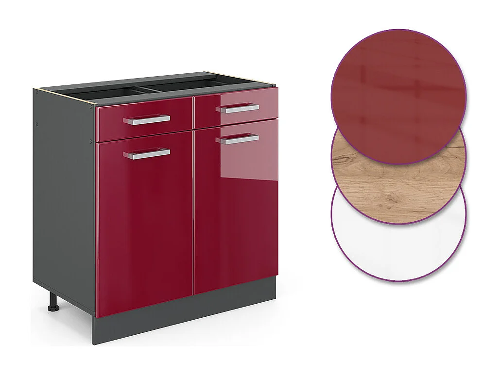 Meuble cuisine rouge brillant 80x46x81.6 r-line