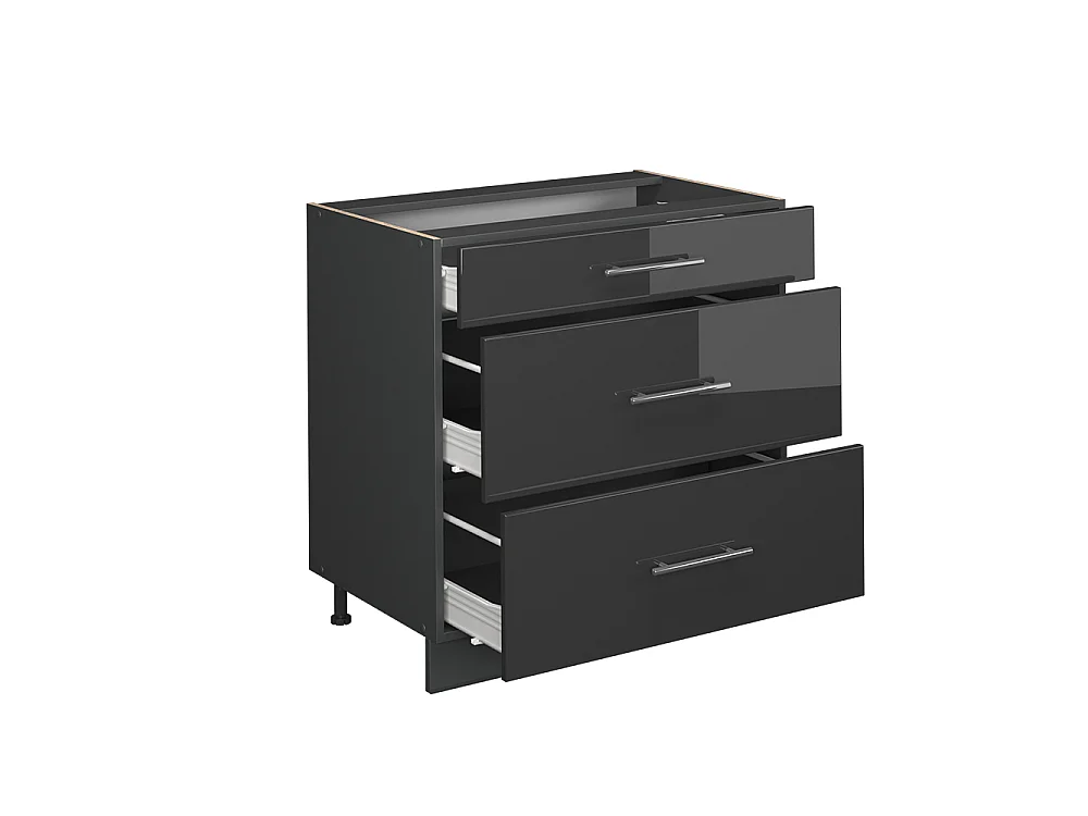 Meuble cuisine anthracite haute brillance 80x60x82 fame-line