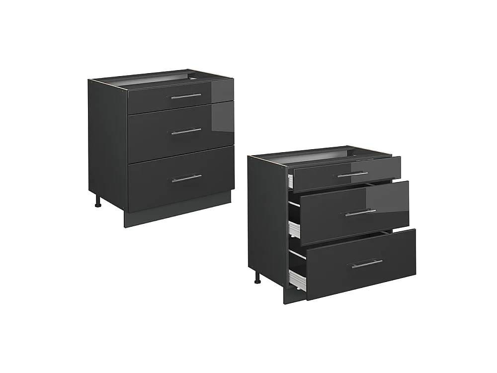 Meuble cuisine anthracite haute brillance 80x60x82 fame-line
