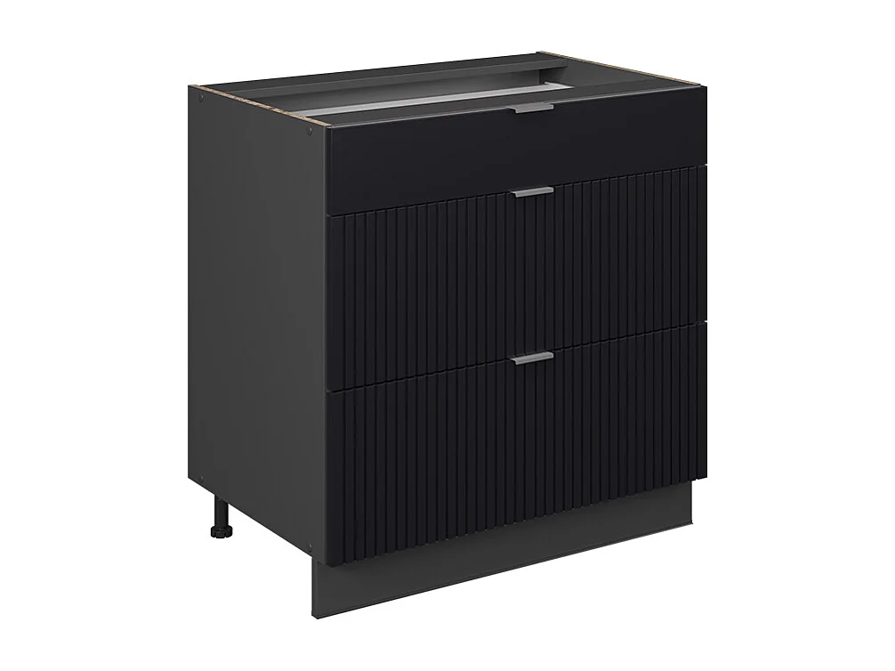 Mobiletto base per cucina nero a righe 80x51.6x82 fame-line