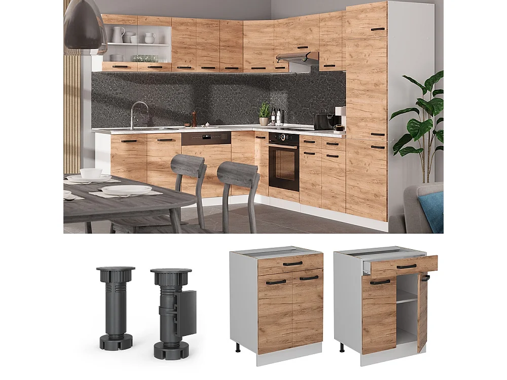 Mobiletto base per cucina Rovere dorato 60x60x81.6 r-line