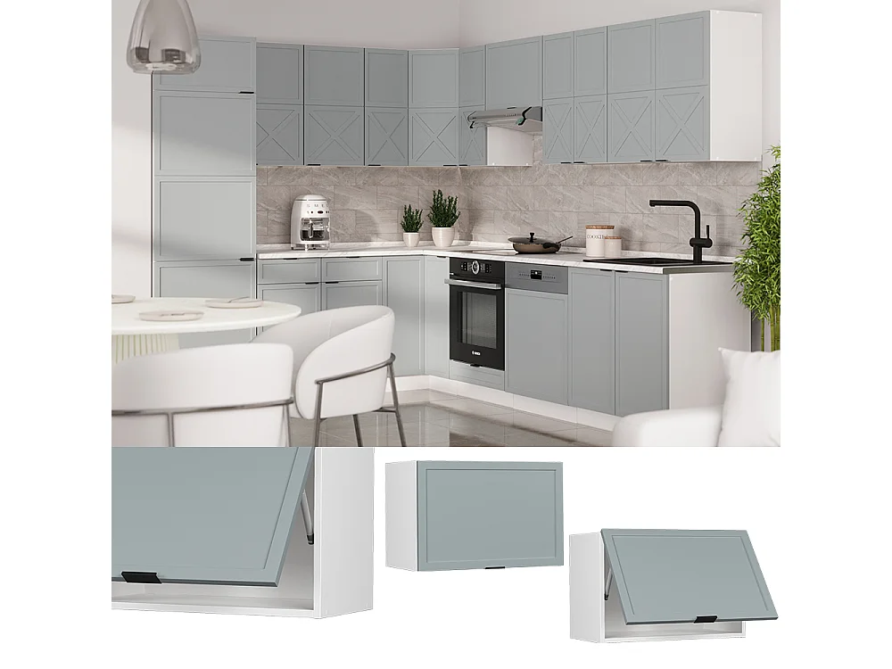 Elément haut de cuisine bleu clair-gris 60x34.1x40 fame-line