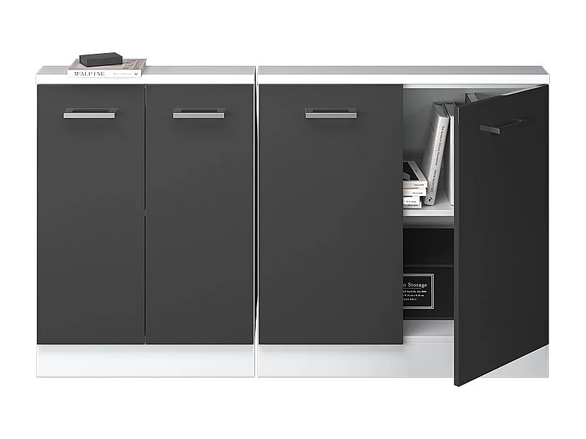 Meuble sous pente anthracite haute brillance 140x46x81.6 r-line